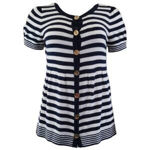 Juicy Couture Navy White Striped Knit Top Size M